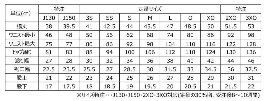 サイズ表